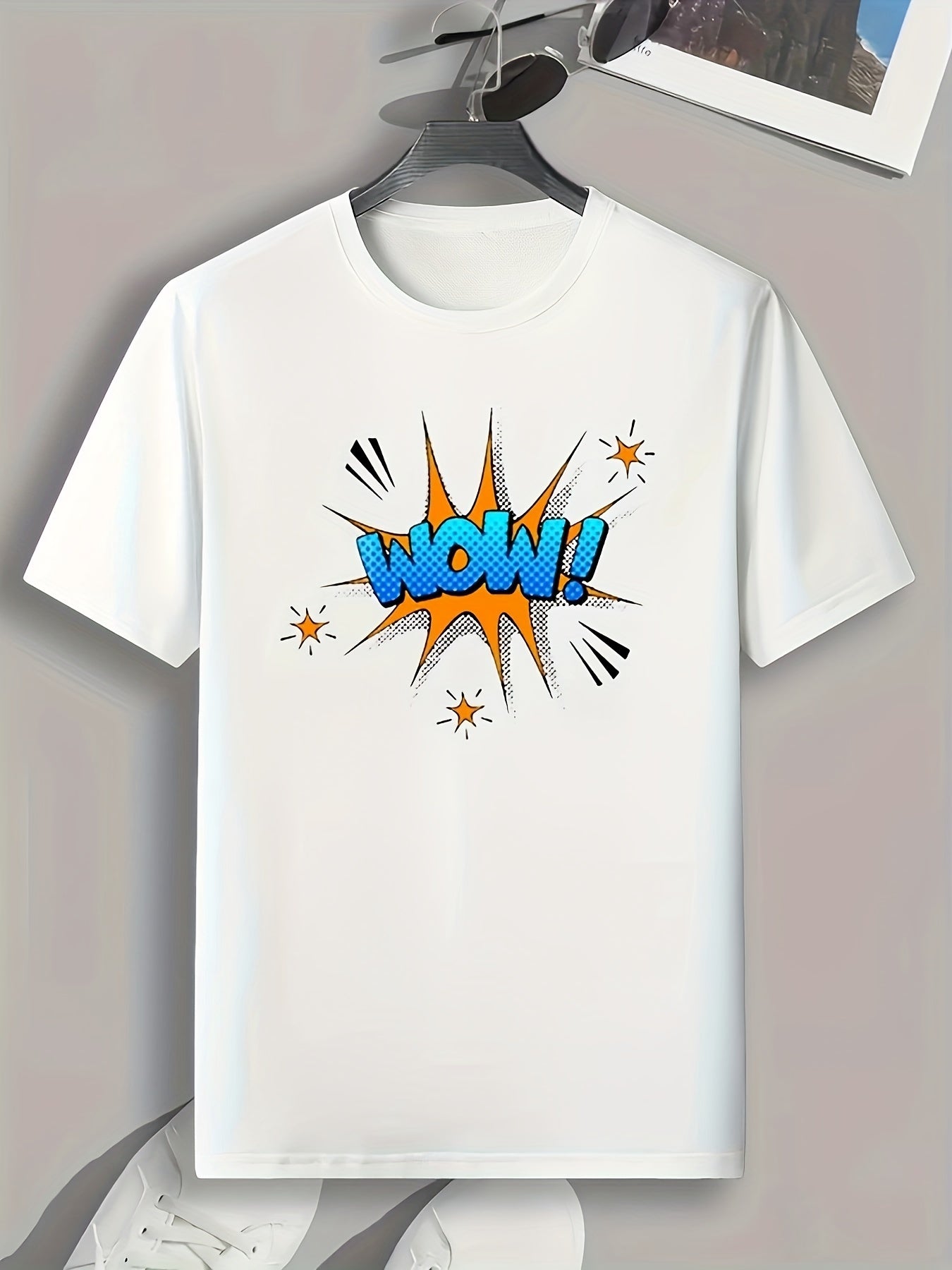 WOW Pattern Print Men's Sports T-shirt Graphic Tee