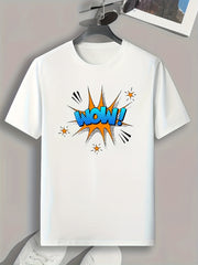 WOW Pattern Print Men's Sports T-shirt Graphic Tee