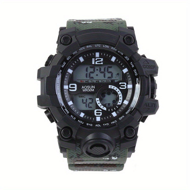 Camouflage Waterproof Sports Watch with Silicone Strap