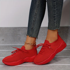 Women's Knit Platform Sneakers Breathable Lace Up Shoes