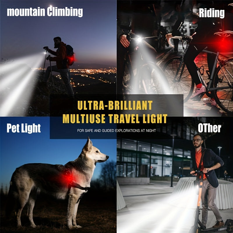 Bike Lights Set Front Rear LED Lamps IPX6 Rechargeable Back Light