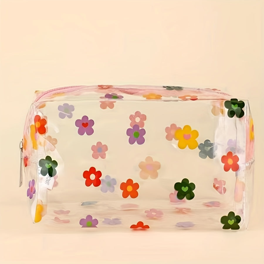 Floral Print Makeup Bag Zipper Waterproof Travel Toiletry Accessories Organizer