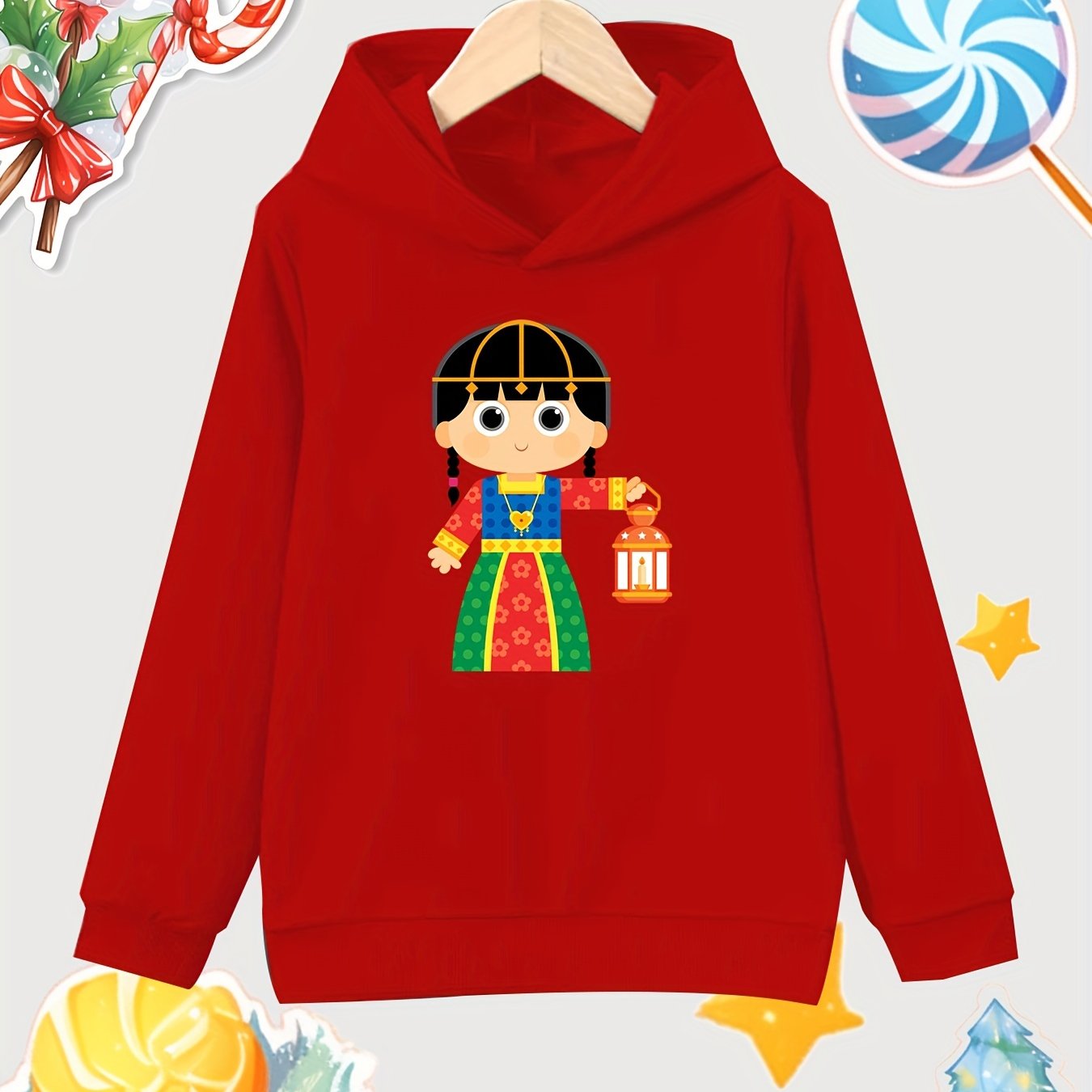 Girl Lantern Print Pullover Hoodie