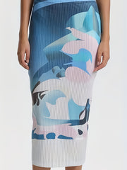 Abstract Print Slim Skirt Casual Every Skirt Women's Clothing