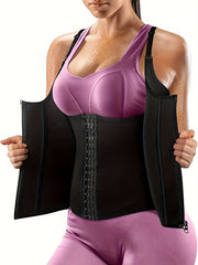 Women's Zipper Waist Trainer Vest Corset Neoprene Sweat Sauna Tank Top