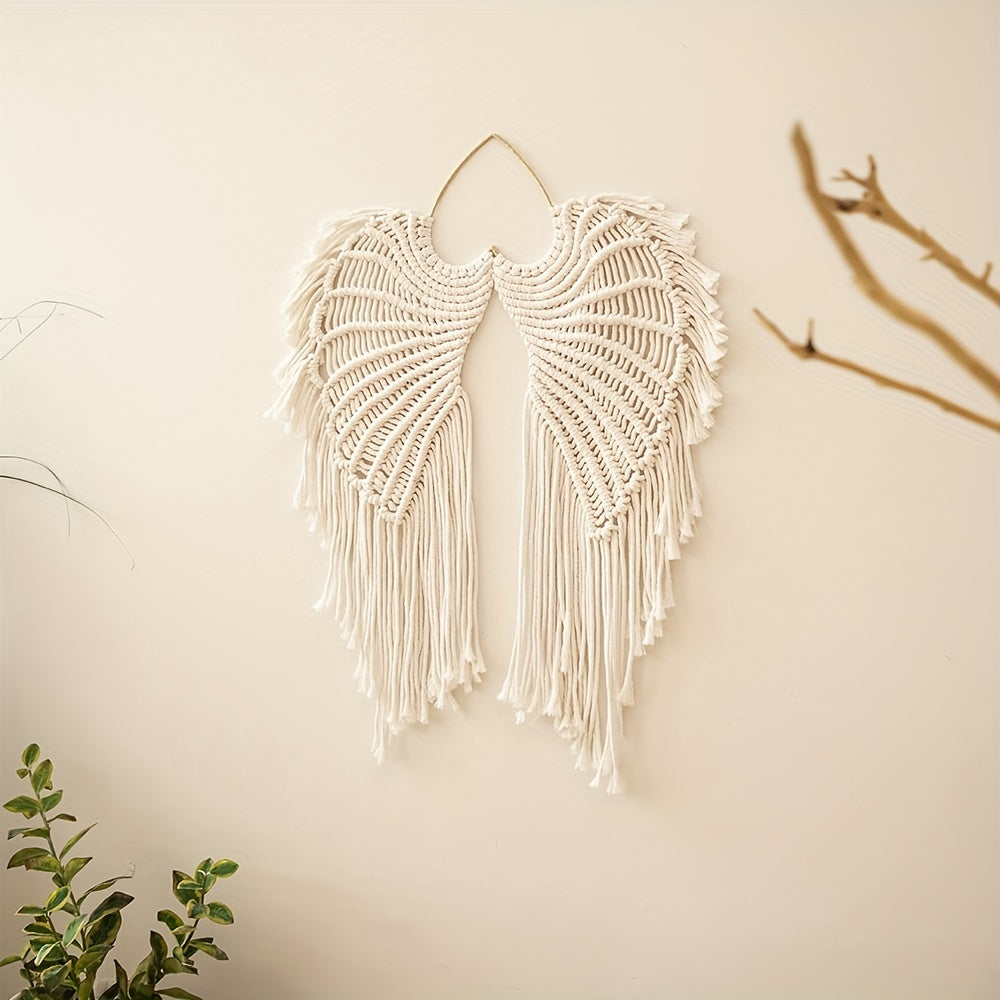 Bohemian Angels Wing Macrame Wall Hanging Tapestry with Long Tassels