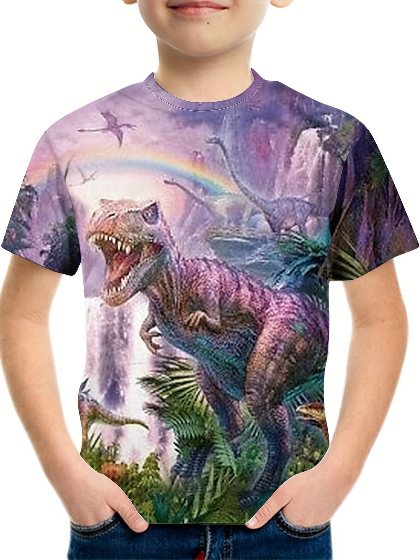 Boy's 3D Dinosaur Print T shirt Casual Breathable Tee Kid's Clothing