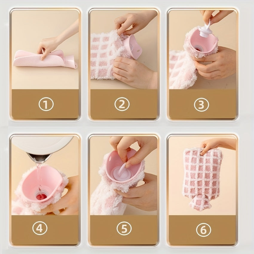 Colorful Plaid Plush Hot Water Bottle 500ml-1500ml