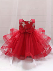 Mesh Puffy Dress Baby Christening Flower Girl Birthday Party Toddler Princess