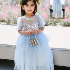 Girl's Princess Dress Tulle Sequin Snowflake Print Dress Halloween Holiday Party