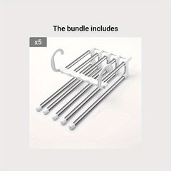 5 In 1 Stainless Steel Pants Hanger Folding Storage Rack Trousers Hanger