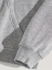 Flower & Letter Graphic Drawstring Sweatshirt