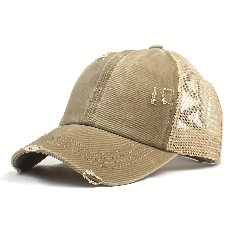 Adjustable Ponytail Trucker Hat Lightweight Sunscreen Golf Dad Hats For Women