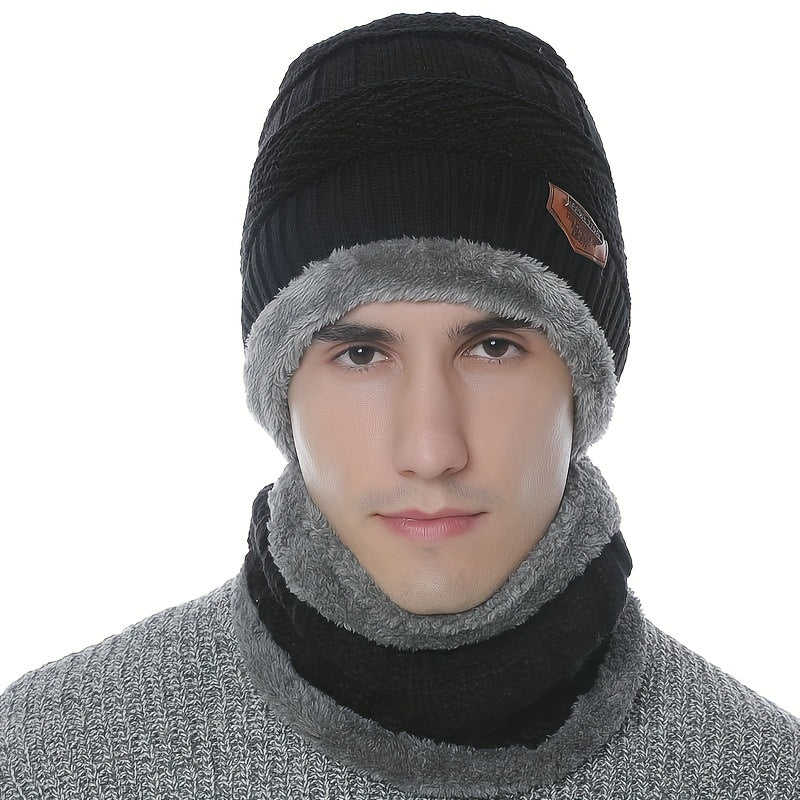 Winter Fishing Hat And Scarf Set Ear Protection Knitted Hat