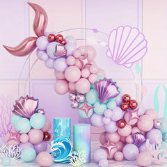 120pcs Mermaid Bow Garland Set Pale Purple Balloons Party Decoration
