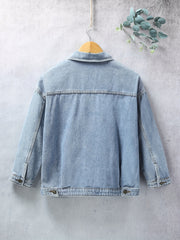 Boys Denim Jacket Camo Pocket Lapel Coat