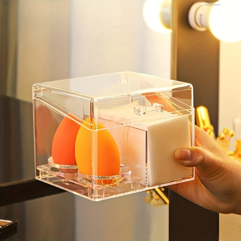 Clear Makeup Organizer with Lid Dustproof Holder