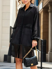 Striped Button Up Long Sleeve Blouse