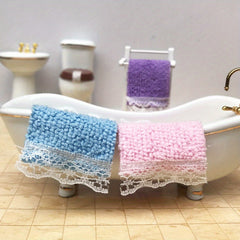 1:12 Doll House Mini Lace Towel Bath Towel Model Bathroom Scene Doll House Decor