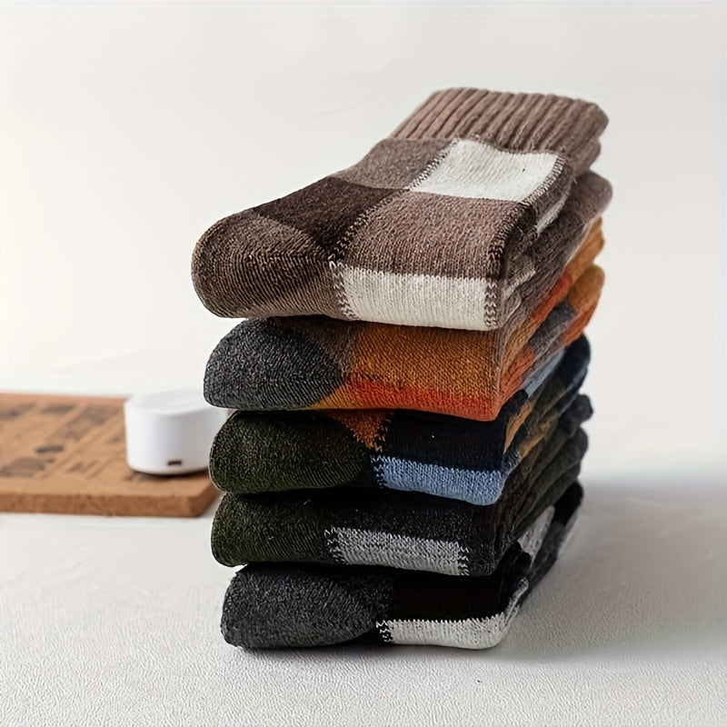 5 Pairs Winter Warm Fleece Socks Thickened Cotton Socks for Men