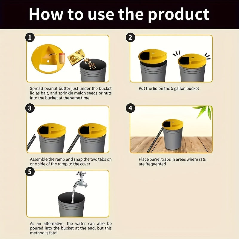 Reusable Mouse Trap Bucket Flip And Slide Style Humane Mouse Trap