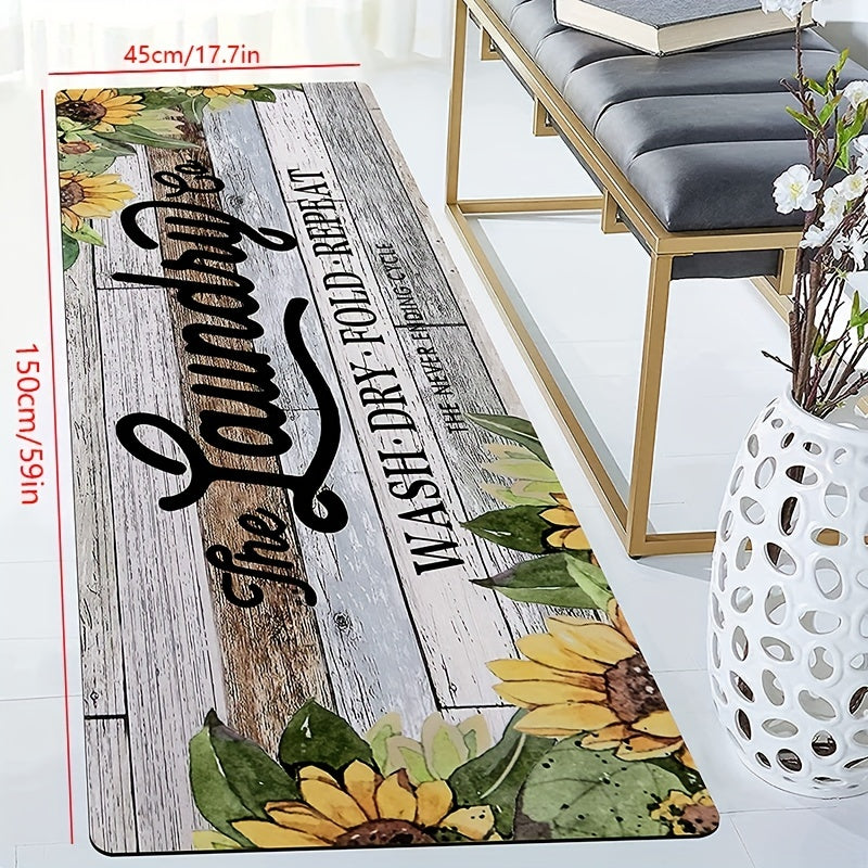 Sunflower Laundry Rug Runner Non Slip Entryway Runner Mat