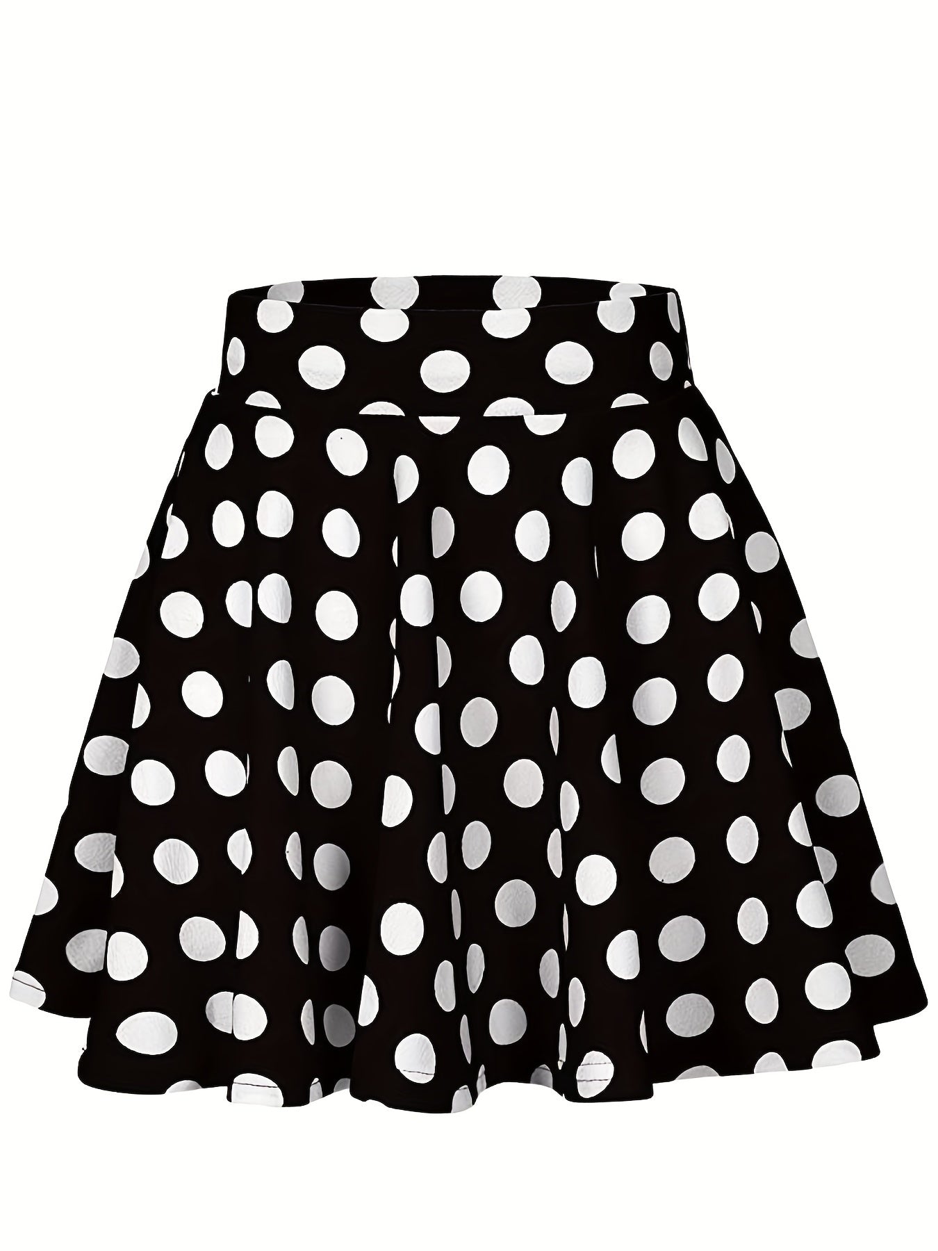Polka Dot Print Flared Skirt High Waist Retro Style