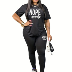 Slogan Print Crop Top & Leggings Set