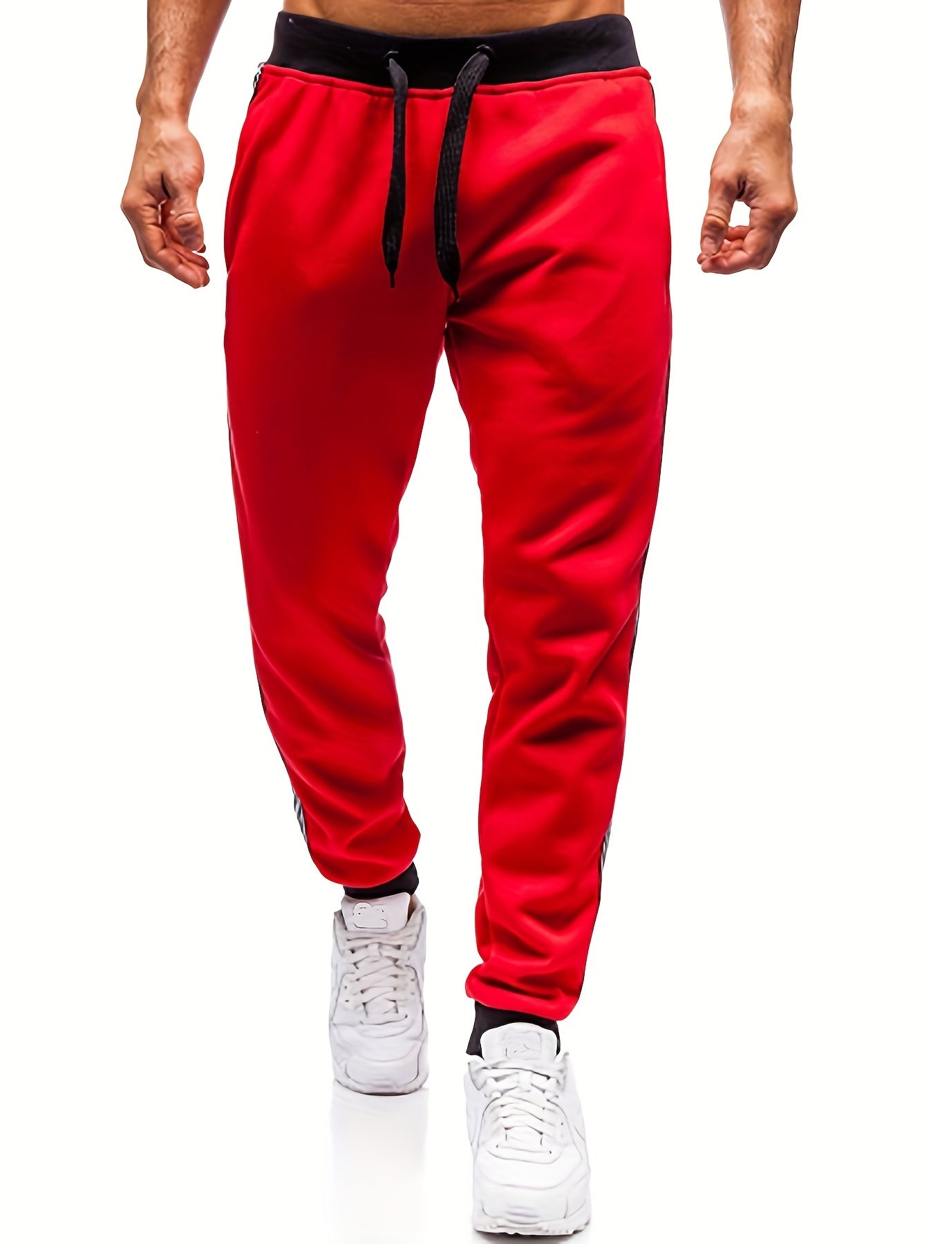 Men's Pocket Sweatpants Lateral Contrast Tape Drawstring Jogger Pants