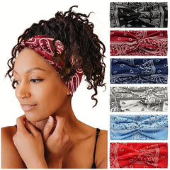 6pcs Boho Headband Wide Flower Hair Band Elastic Sports Sweatband