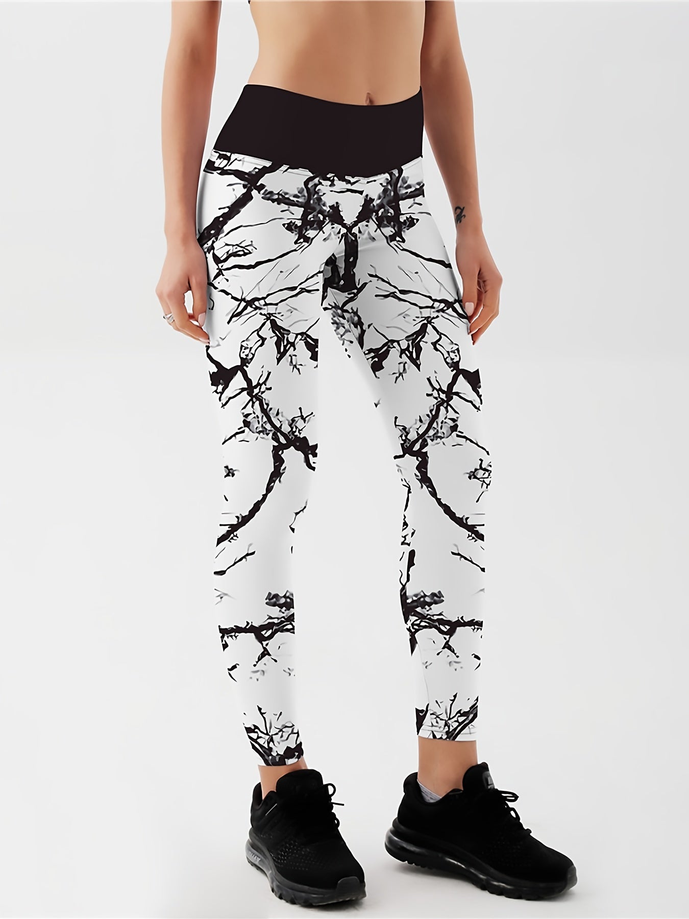 Marble Pattern Yoga Fitness Leggings High Waist Casual Sports Pants