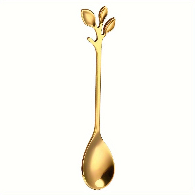 1pc Stainless Steel Branch Spoon Leaf Spoon Stainless Steel Fork Fruit Fork Cake