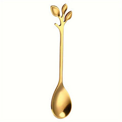 1pc Stainless Steel Branch Spoon Leaf Spoon Stainless Steel Fork Fruit Fork Cake