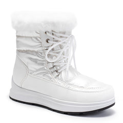 Women's Fur Lined Snow Boots Lace Up Platform Winter Outdoor Comfortable Boots