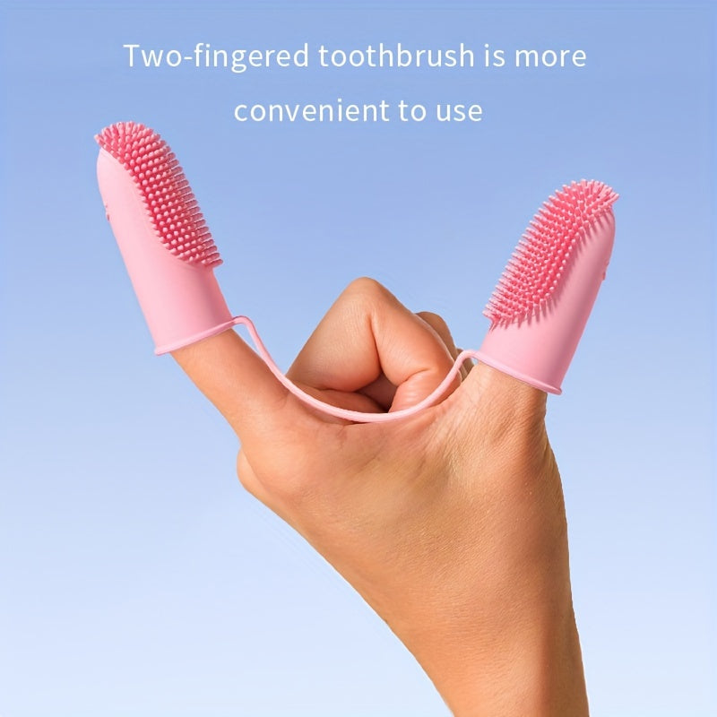 Pet Toothbrush Finger Cover Double Finger Dog Toothbrush Soft Bristle