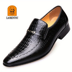 Crocodile Embossed Leather Dress Shoes for Men Lightweight Formal