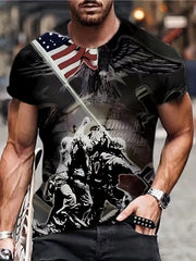 3D American Flag Print Men's T Shirt for Summer