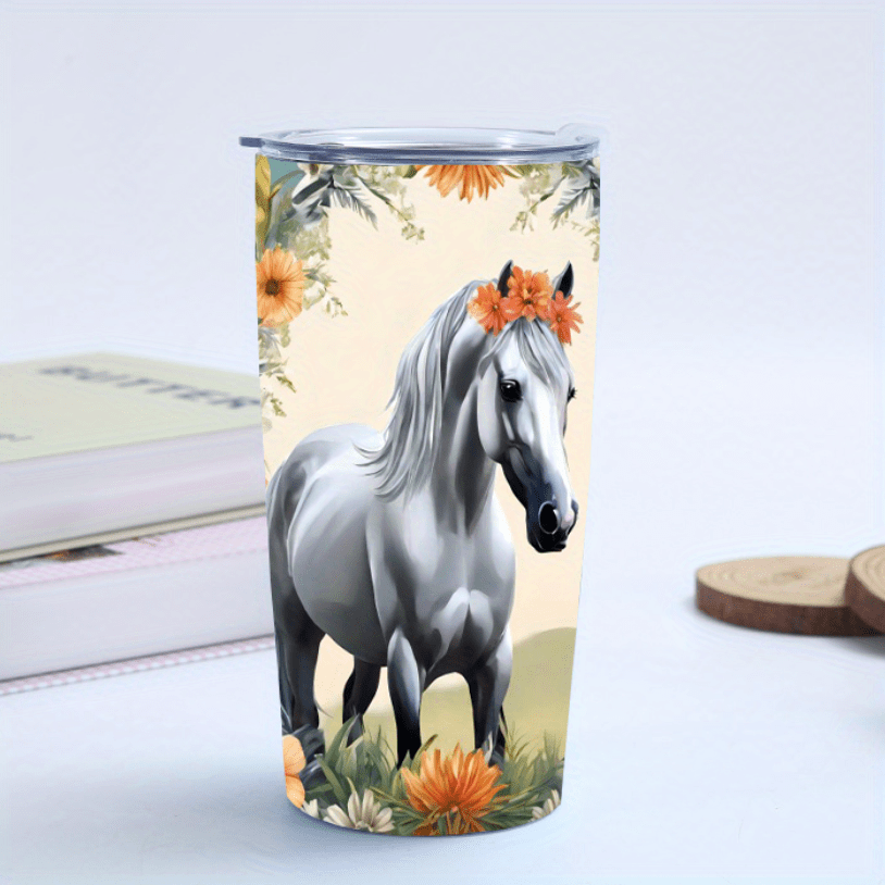 20oz Stainless Steel Horse Pattern Vacuum Cup with Lid