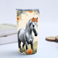 20oz Stainless Steel Horse Pattern Vacuum Cup with Lid