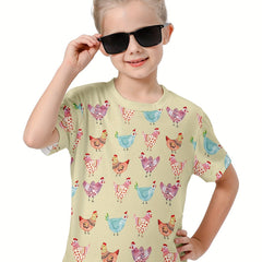 3D Sweet Chick Graphic Short Sleeve T shirt Girls boys Breathable Pullover Tops