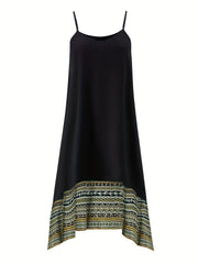 Ethnic Print Splicing Dress Boho Summer Dress Women's Clothing