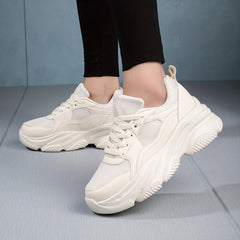 Mesh Platform Chunky Sneakers Lace Up Breathable Thick Soles