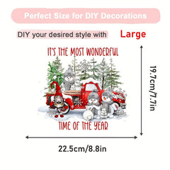 Christmas Car Snowman Tree Iron On Decal Patches Heat Transfer Stickers