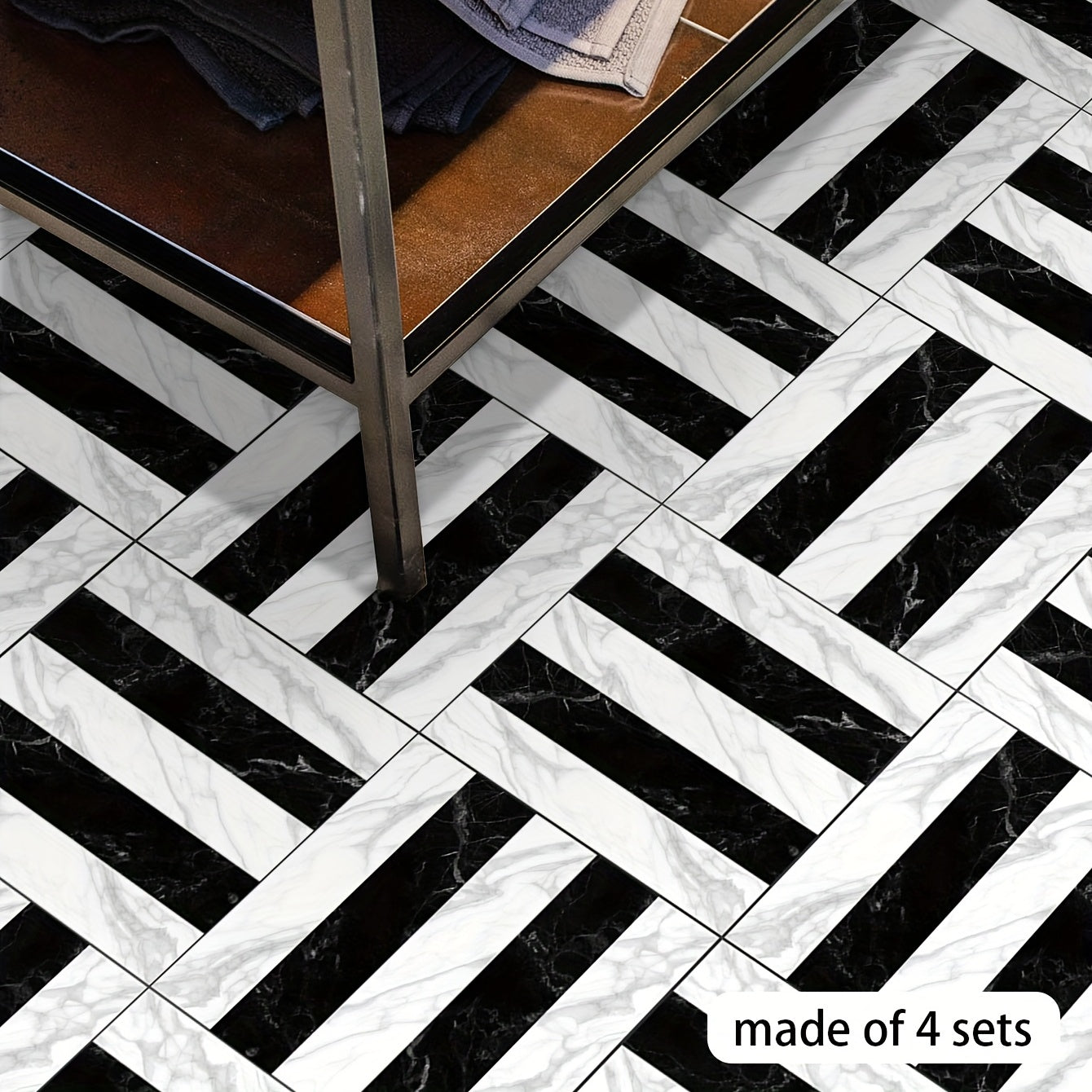 9pcs Marble & Floor Tile Sticker Waterproof PVC Wall Sticker