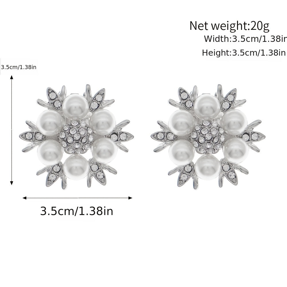 Round Rhinestones Shoe Clip Faux Pearl Shoe Buckle Clips