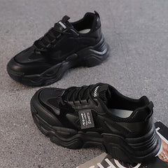 Women's Chunky Sneakers Faux Leather Mesh Dad Shoes