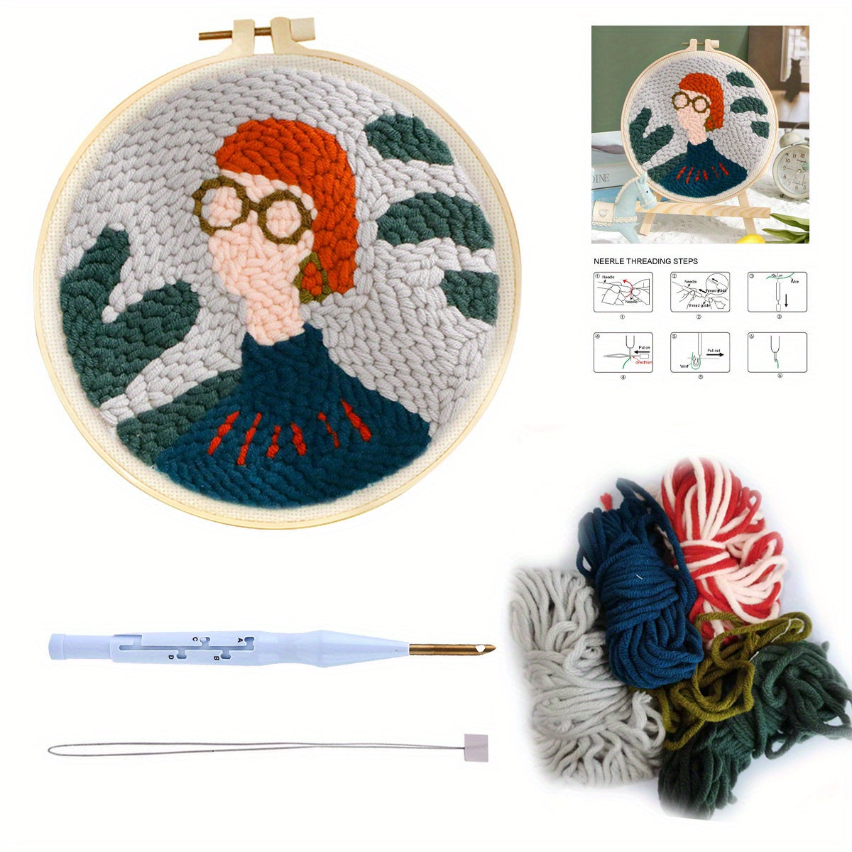 Mountain Pattern Punch Needle Starter Kit DIY Embroidery Kits With Instruction