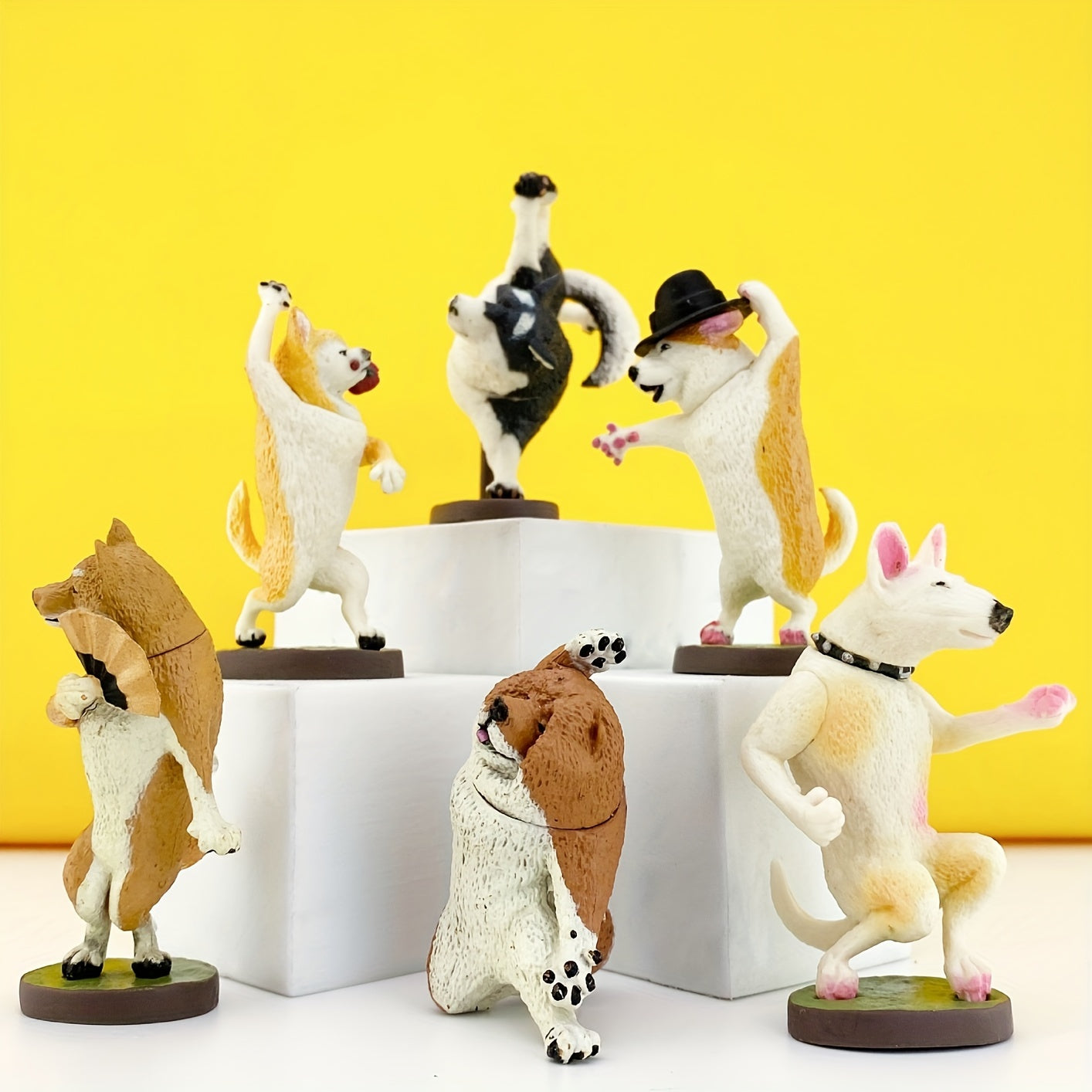 6pcs Sports Dog Resin Statue Ornaments for Home Office Decoration