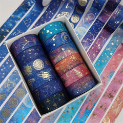 12pcs Starry Sky Washi Tape Set DIY Crafts Gift Wrapping Scrapbooking Supplies