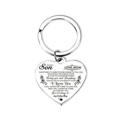 Stainless Steel Heart Pendant Keychain for Daughter and Son